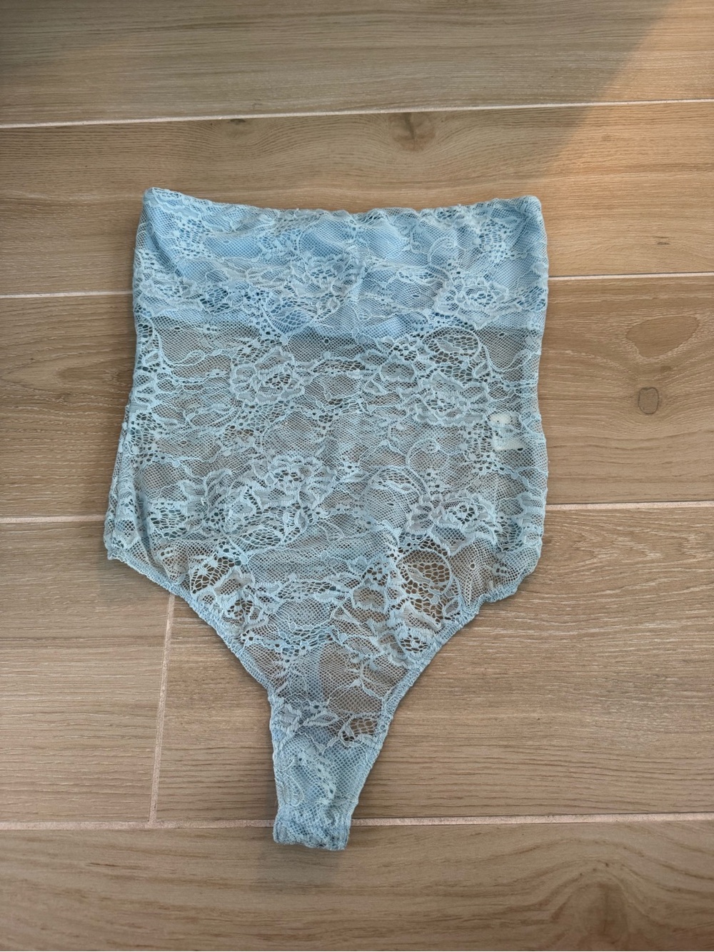 Princess Polly Light Blue Lace High-Waist Thong Bodysuit